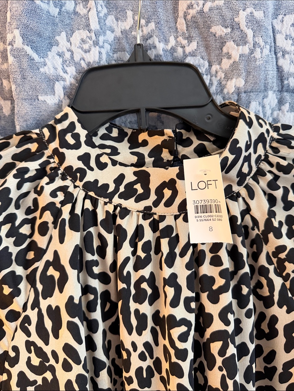 LOFT Leopard Print Long Sleeve Midi Dress - Black & Cream - Picture 3 of 5